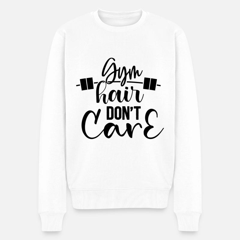 Gym Hair Don’t Care - Pull Premium bio Homme - blanc