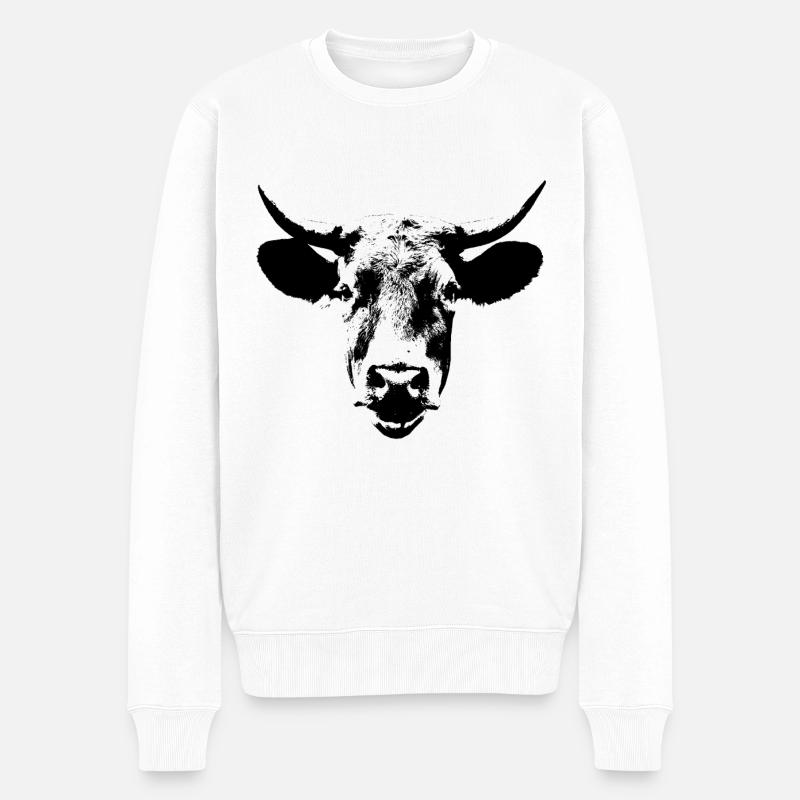 Vache / Portrait / Tête de vache - Pull Premium bio Homme - blanc