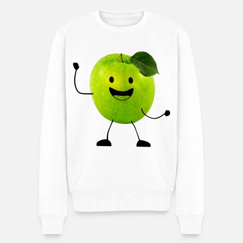 apfel mit gesicht - Männer Premium Bio Pullover - Weiß
