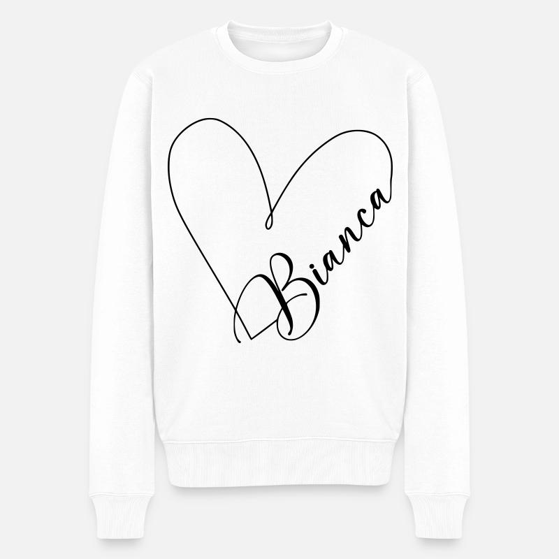 Bianca Name Herzlinie - Männer Premium Bio Pullover - Weiß