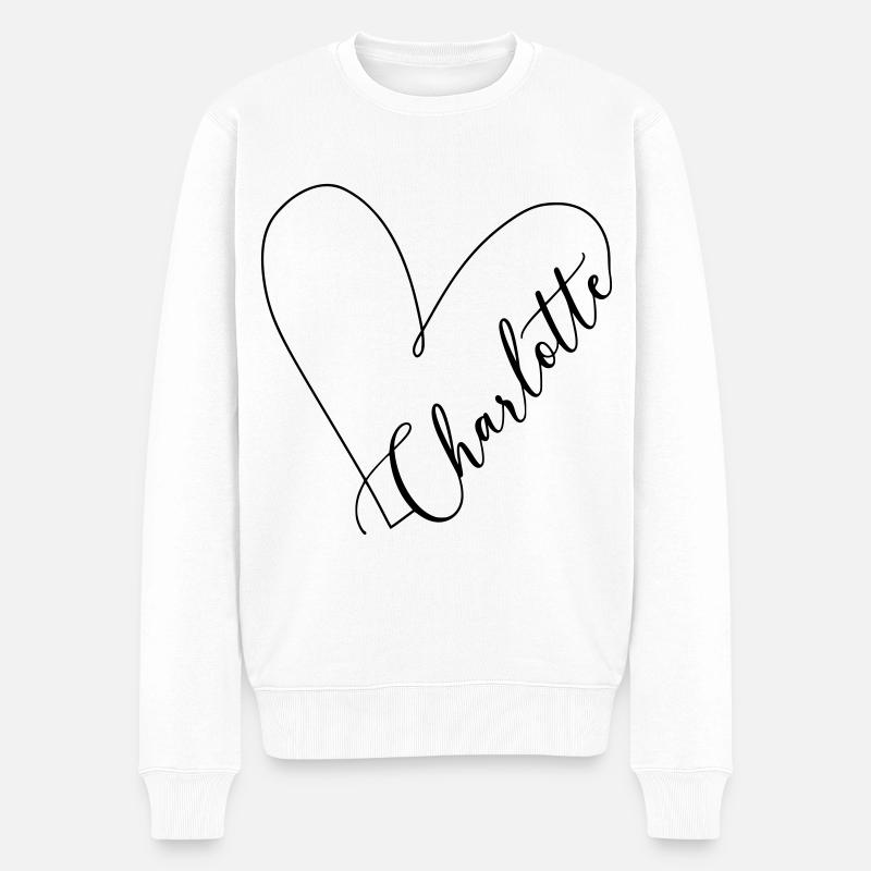 Charlotte Name Herzlinie - Männer Premium Bio Pullover - Weiß