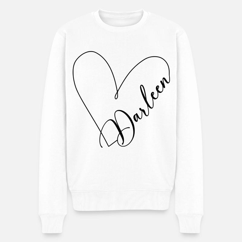 Darleen Name Herzlinie - Männer Premium Bio Pullover - Weiß