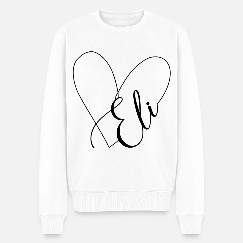 Eli Name Herzlinie - Männer Premium Bio Pullover - Weiß