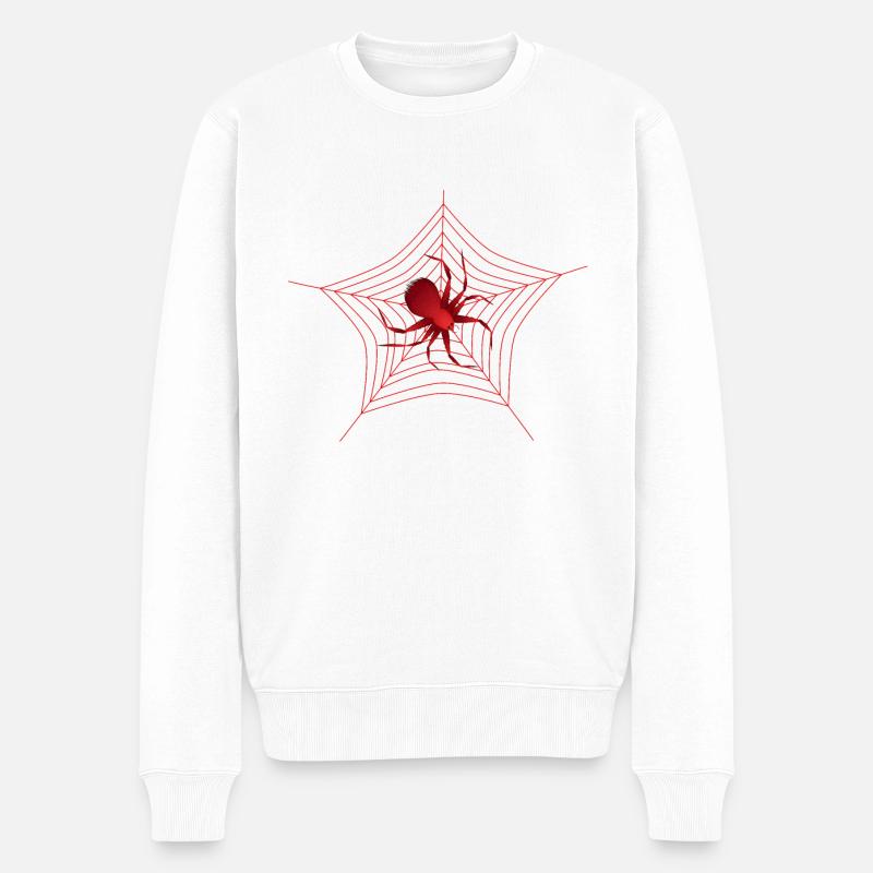 Spinne im Spinnennetz rote Spinne große Spinne - Männer Premium Bio Pullover - Weiß