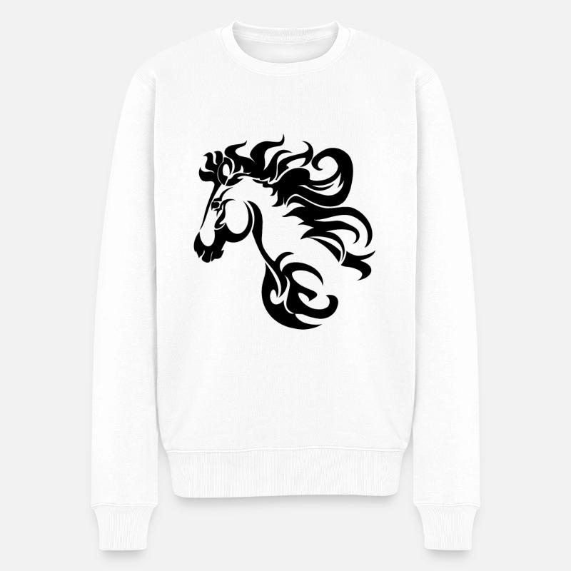 Cheval Tribal - Pull Premium bio Homme - blanc