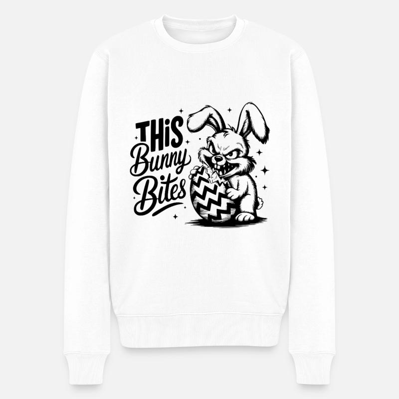 This Bunny Bites - Männer Premium Bio Pullover - Weiß