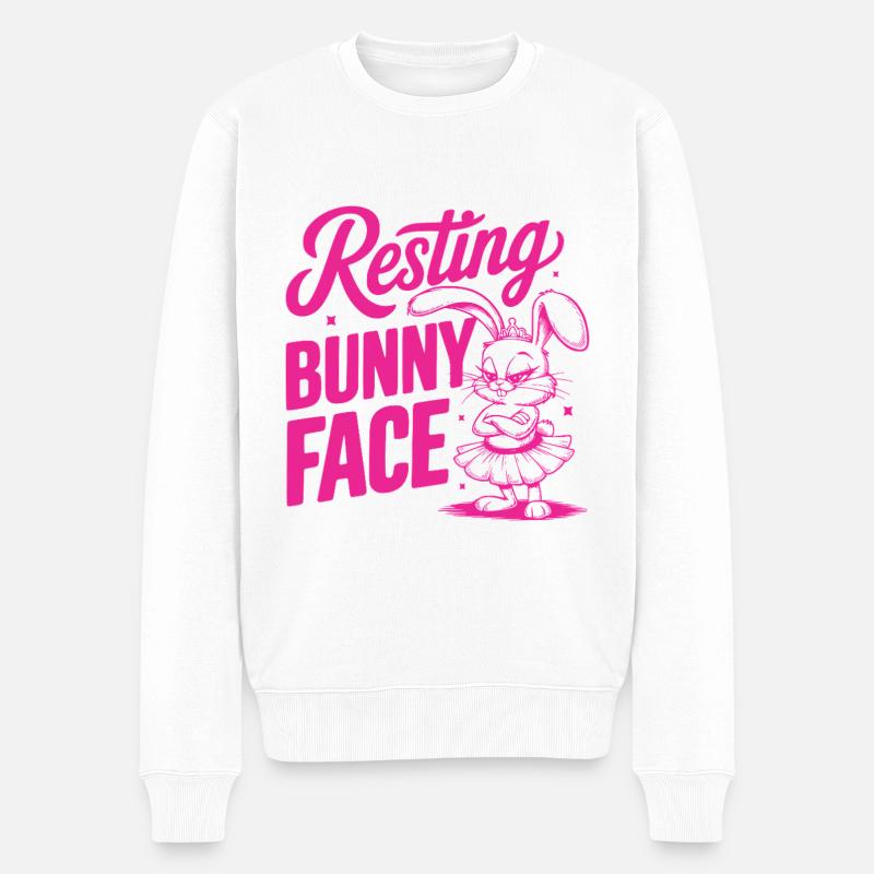 Visage de lapin au repos - Pull Premium bio Homme - blanc