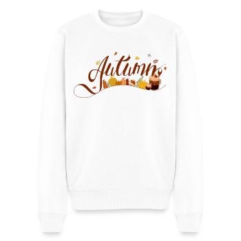 Autumn Design - Kürbisse und herbstliche Elemente - Männer Premium Bio Pullover - Weiß - Vorne - Thijin (182cm)