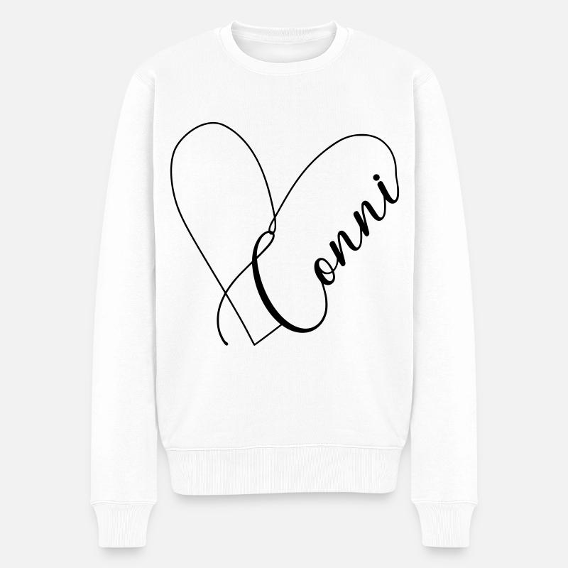 Conni Name Herzlinie - Männer Premium Bio Pullover - Weiß