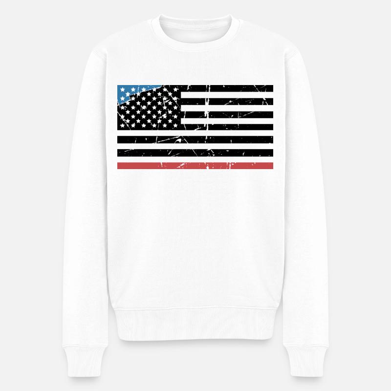 USA Vintage Flag Créatif - Pull Premium bio Homme - blanc