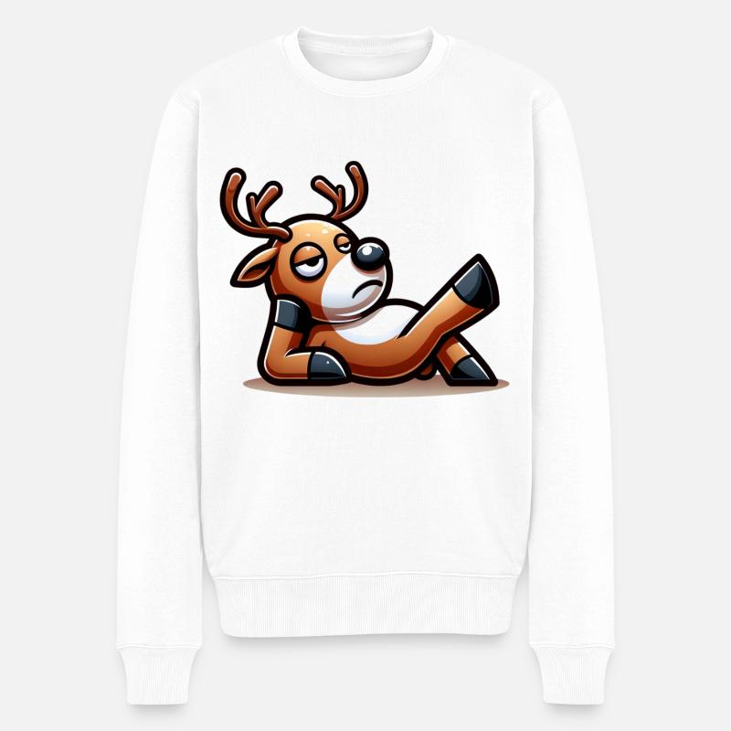 Weihnachts Rentier Lustig Christmas Xmas - Männer Premium Bio Pullover - Weiß