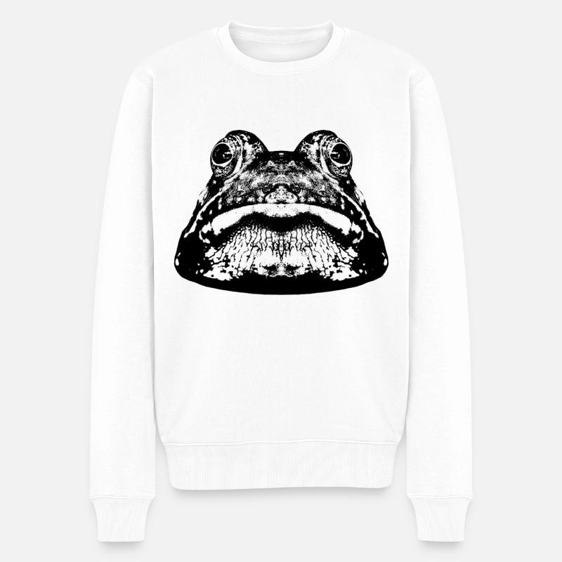 Frosch / Frog / Grafik - Männer Premium Bio Pullover - Weiß