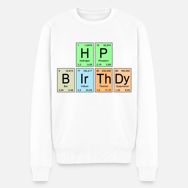 HP BIrThDy - Joyeux Anniversaire - Pull Premium bio Homme - blanc