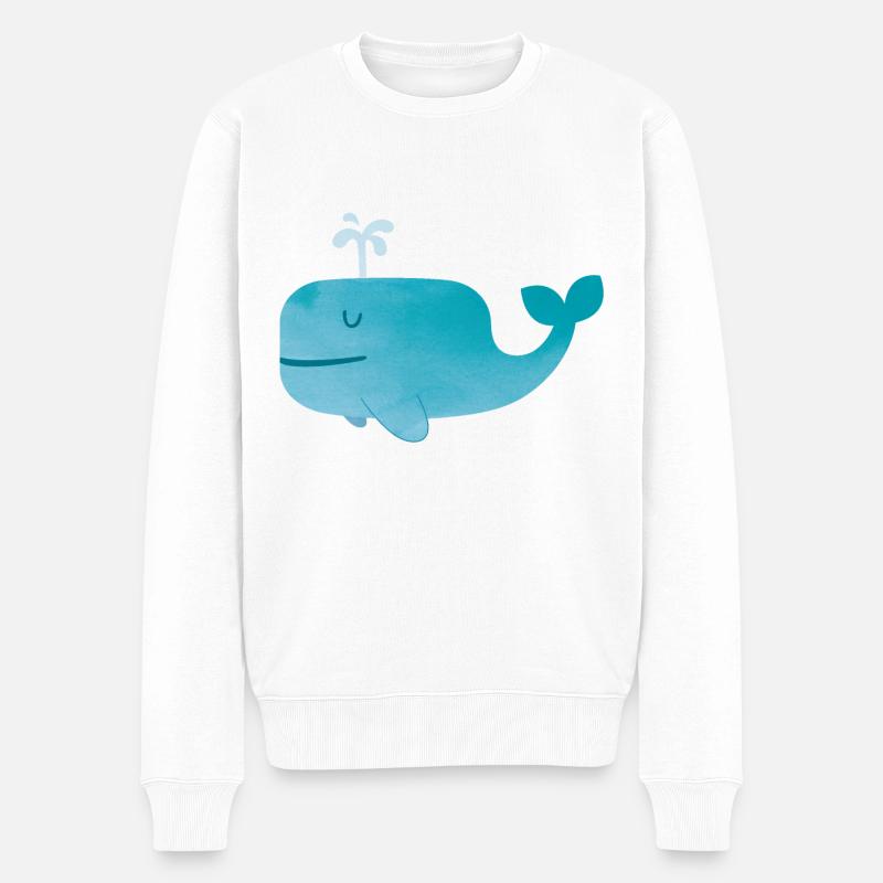 Wal - Männer Premium Bio Pullover - Weiß