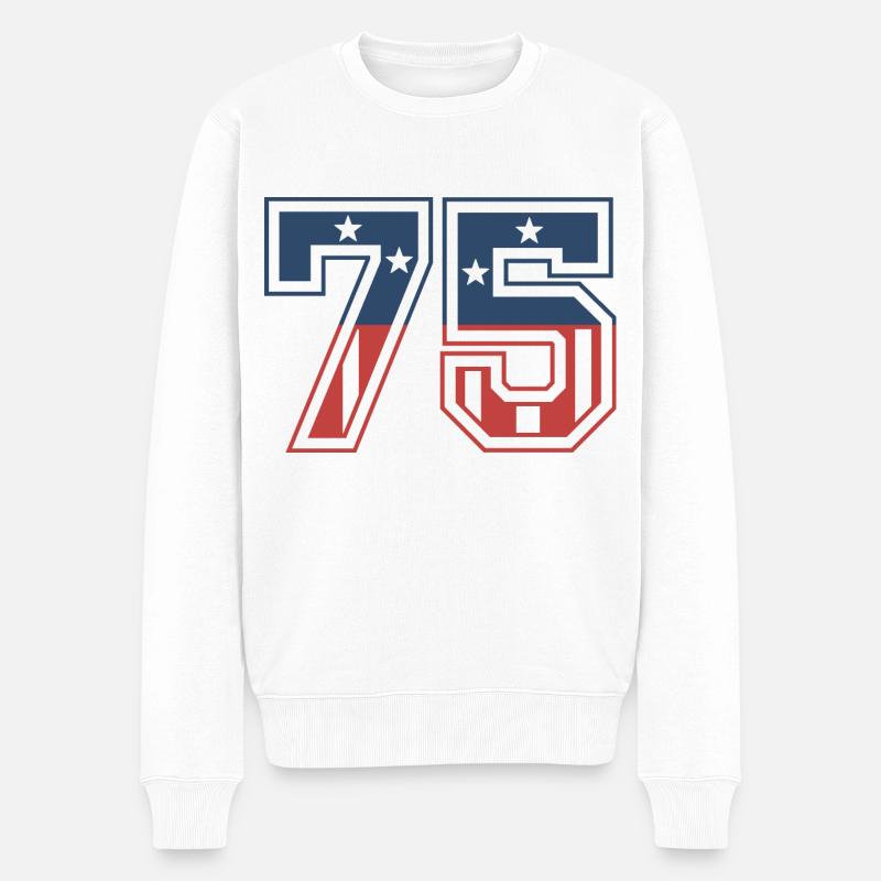 Numéro 75 États-Unis - Pull Premium bio Homme - blanc