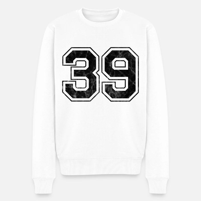 Anzahl 39 - Männer Premium Bio Pullover - Weiß
