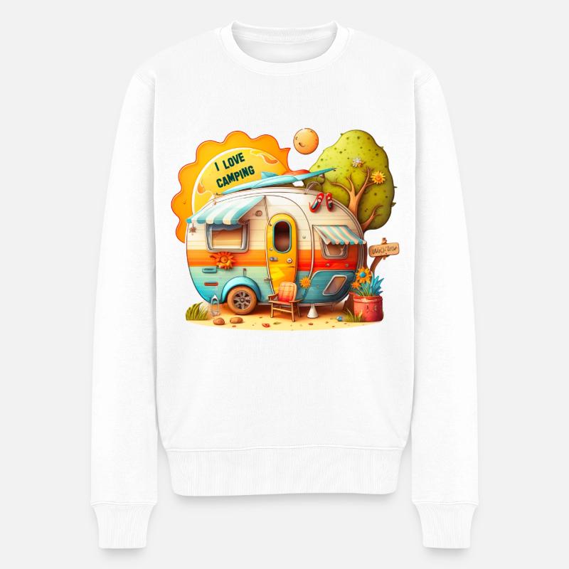 Campen macht Spaß - Männer Premium Bio Pullover - Weiß