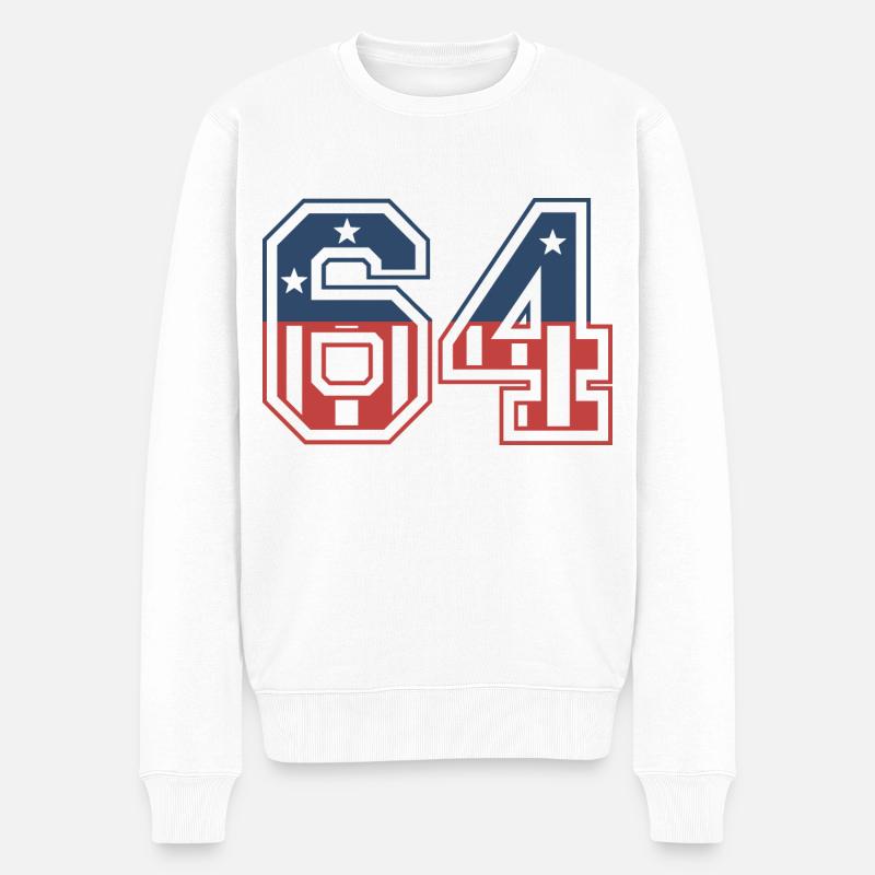 Numéro 64 États-Unis - Pull Premium bio Homme - blanc