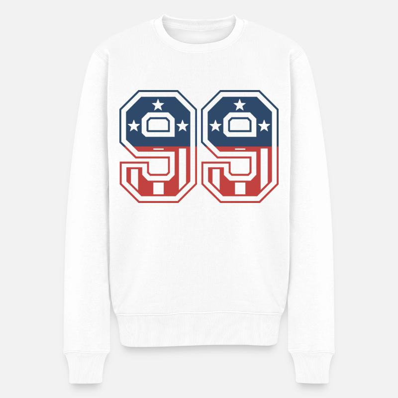 Nummer 99 USA - Männer Premium Bio Pullover - Weiß