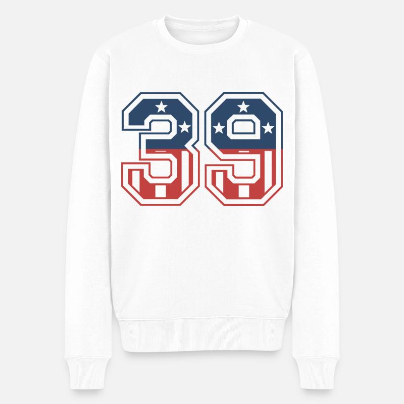 Numéro 39 États-Unis - Pull Premium bio Homme - blanc