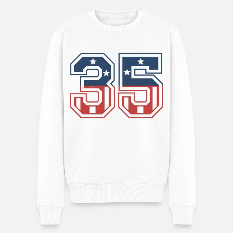 Numéro 35 États-Unis - Pull Premium bio Homme - blanc