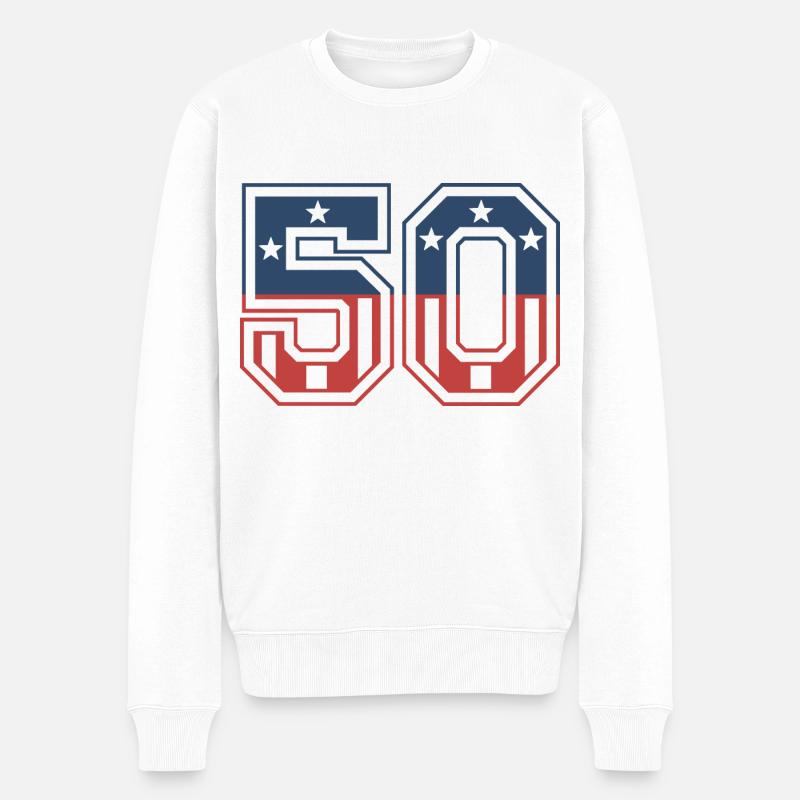Numéro 50 États-Unis - Pull Premium bio Homme - blanc