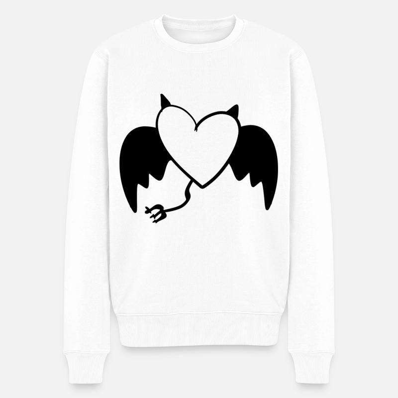 cœur diable symbole d’amour ailes - Pull Premium bio Homme - blanc