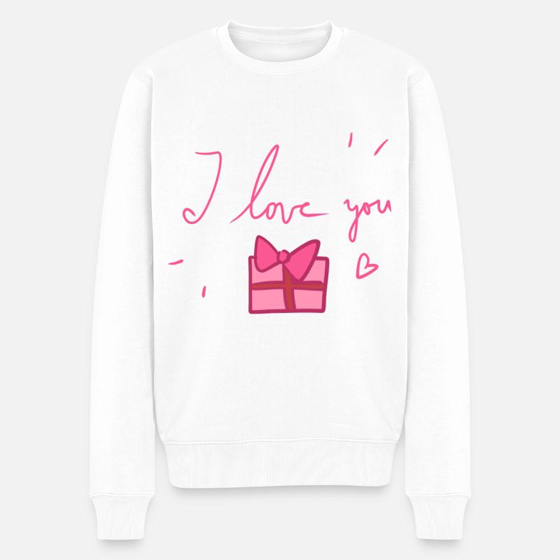 geschenk rosa ich liebe dich weihnachten herz - Männer Premium Bio Pullover - Weiß