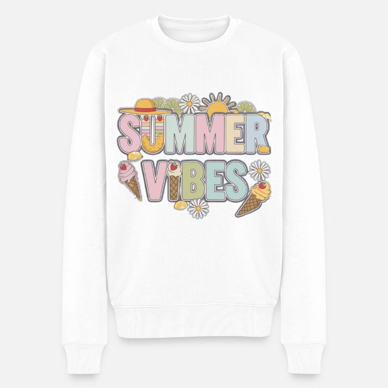 Boho Summer Vibes - Männer Premium Bio Pullover - Weiß
