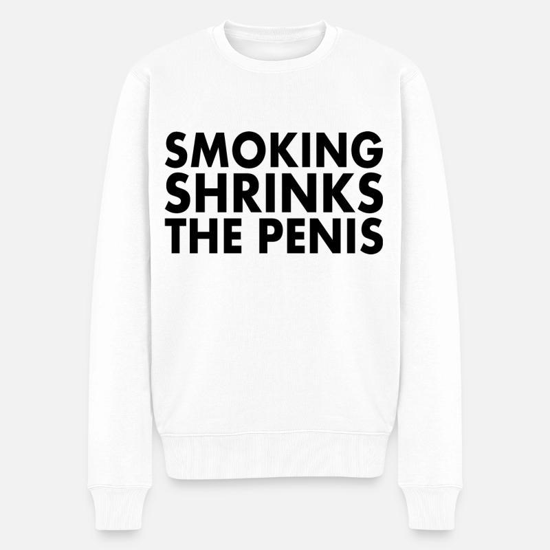 Smoking shrinks the penis - Männer Premium Bio Pullover - Weiß