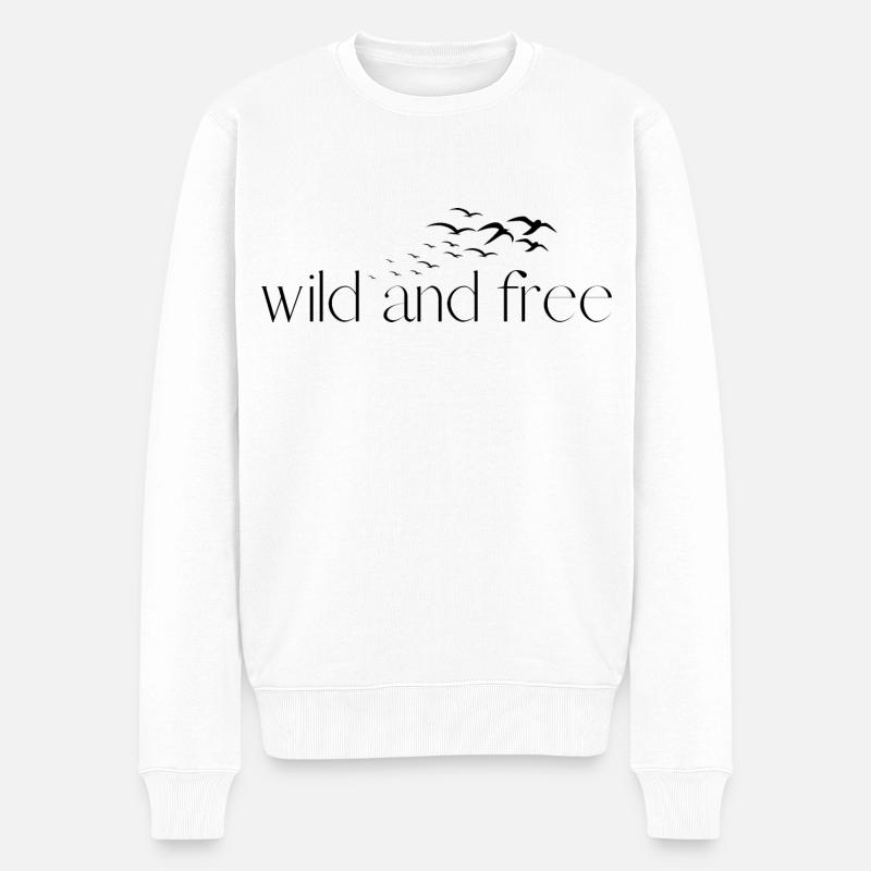 wild and free - Männer Premium Bio Pullover - Weiß