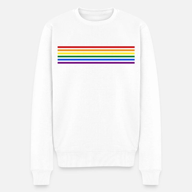 Rayures arc-en-ciel - Pull Premium bio Homme - blanc