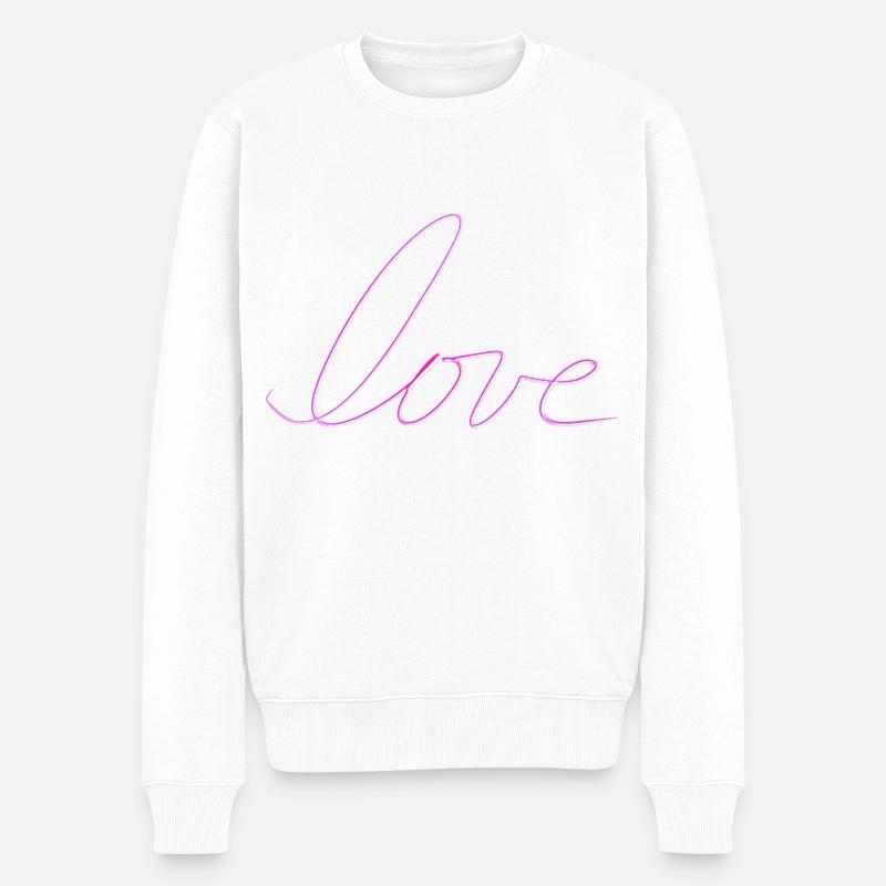 mot d’amour paillettes roses - Pull Premium bio Homme - blanc