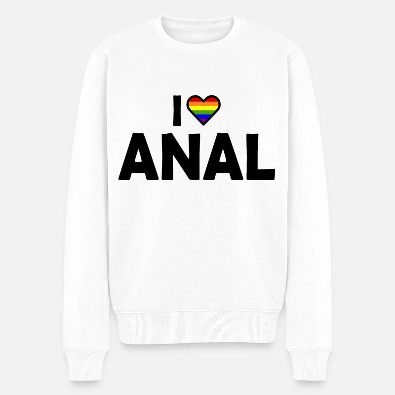 I love anal - Männer Premium Bio Pullover - Weiß