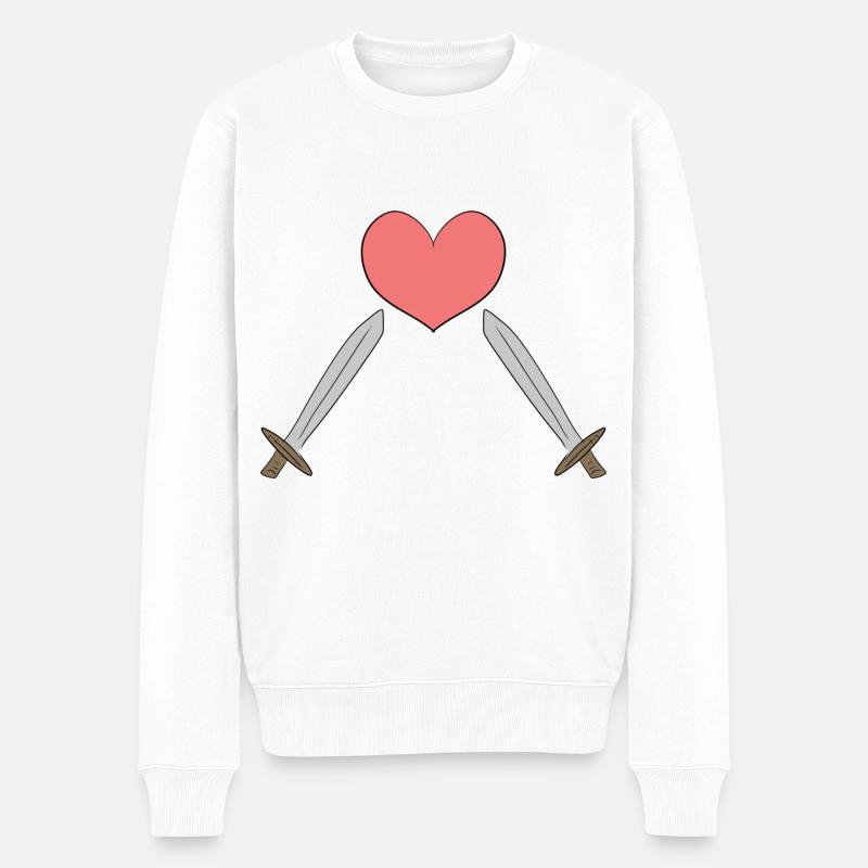 schwerter herz - Männer Premium Bio Pullover - Weiß