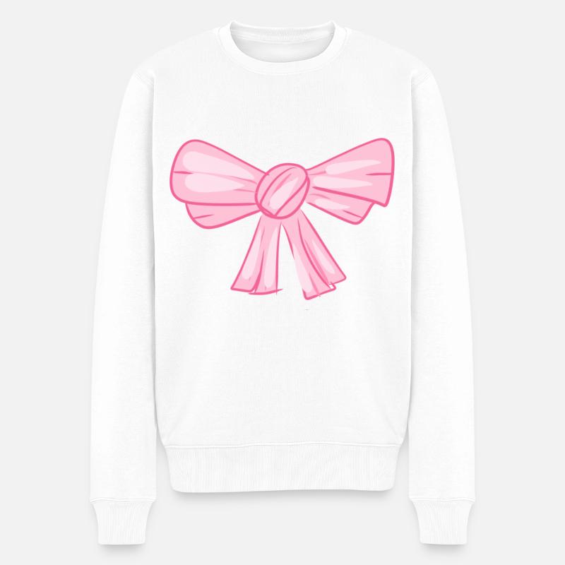 rosa schleife symbol fliege - Männer Premium Bio Pullover - Weiß