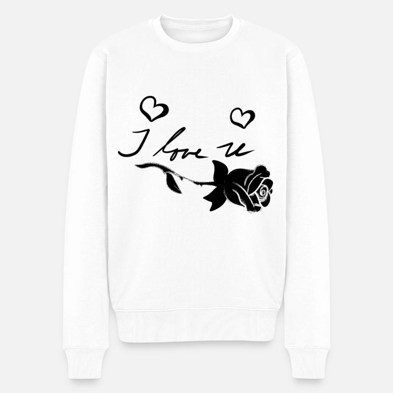 ich liebe dich rose blume - Männer Premium Bio Pullover - Weiß