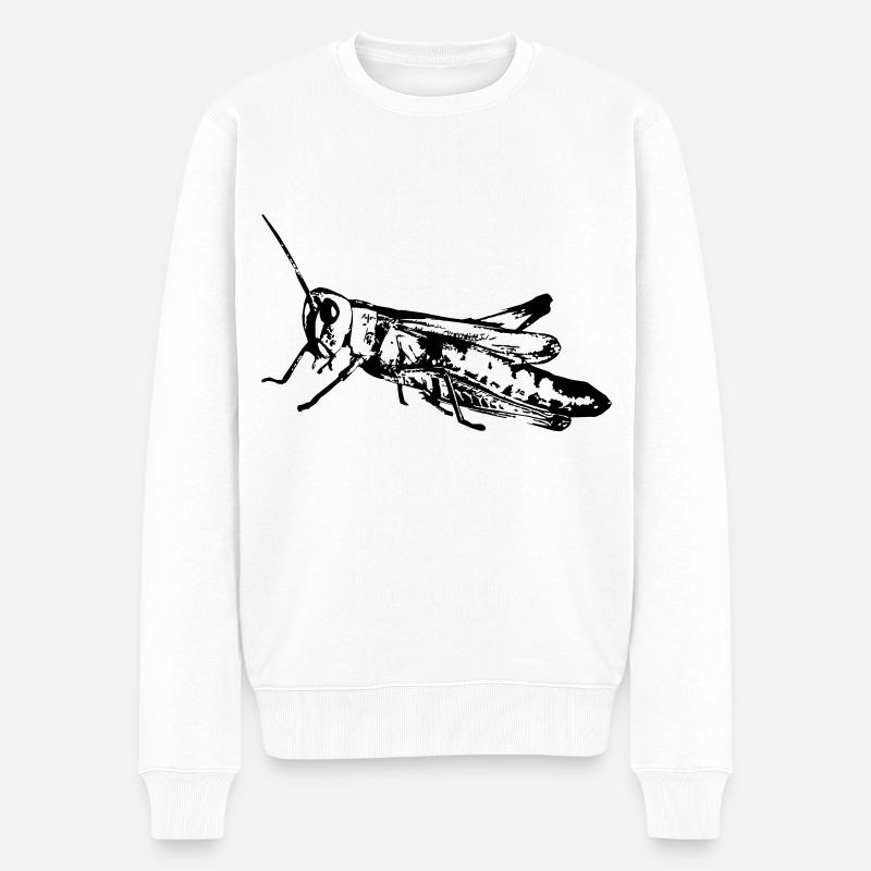 Grasshopper / Grashüpfer - Männer Premium Bio Pullover - Weiß