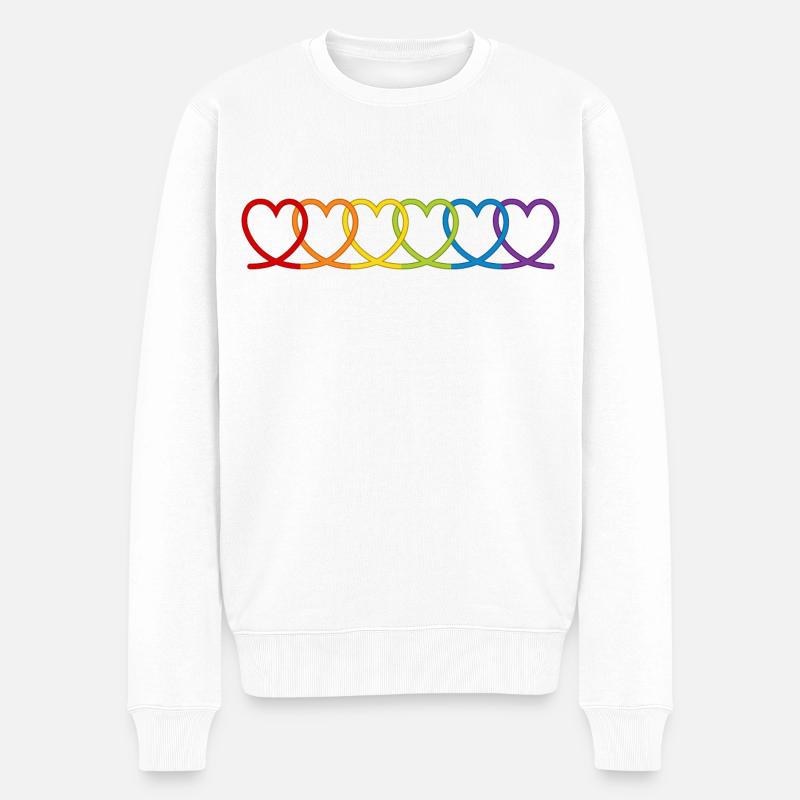 Coeurs arc-en-ciel - Pull Premium bio Homme - blanc