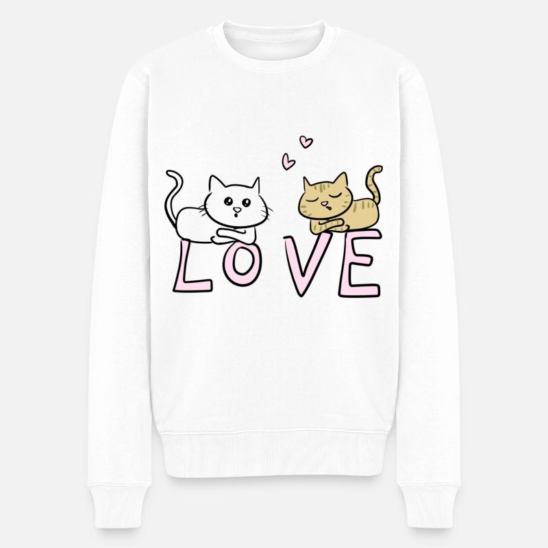 Chats Chat chers amoureux - Pull Premium bio Homme - blanc