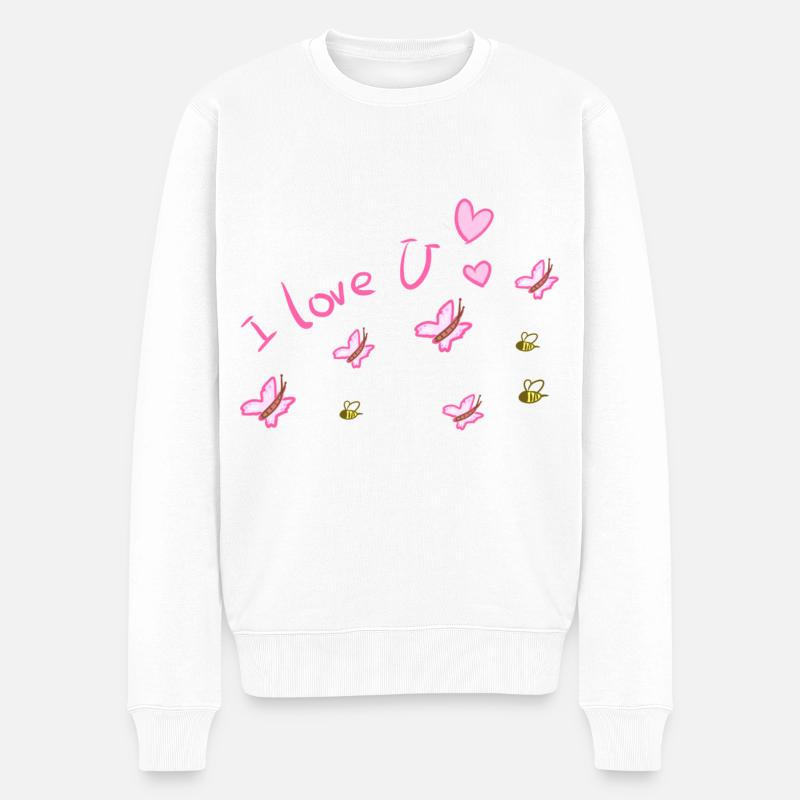 Je t’aime les abeilles papillons - Pull Premium bio Homme - blanc