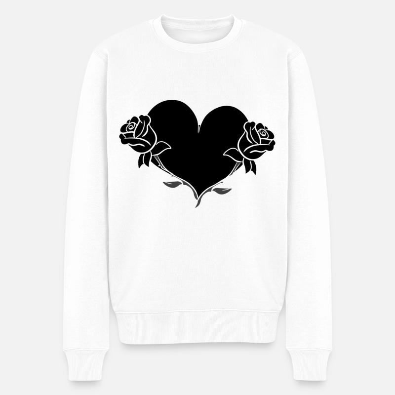 rose blume herz form symbol blumen - Männer Premium Bio Pullover - Weiß