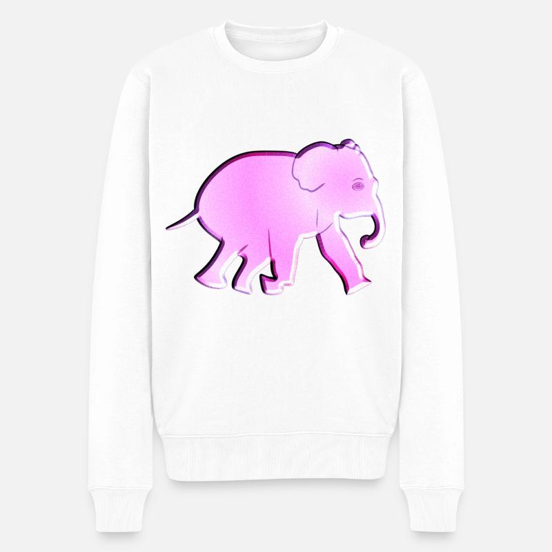 pinker elefant glitzer tier - Männer Premium Bio Pullover - Weiß