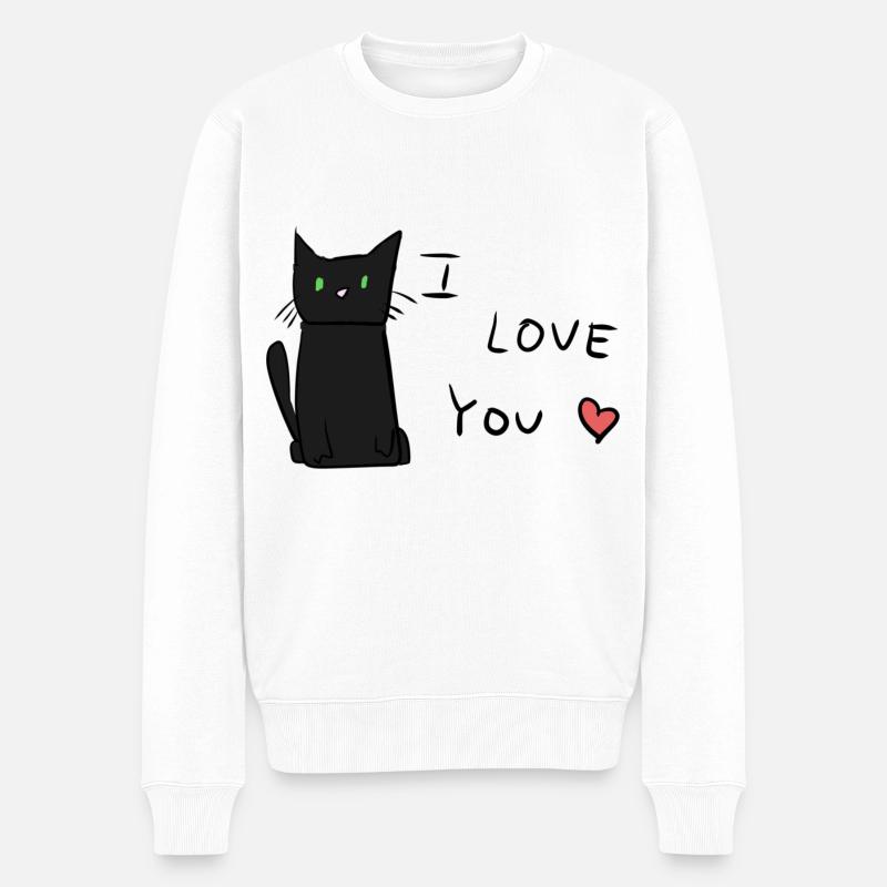 Je t’aime chat animal mignon - Pull Premium bio Homme - blanc