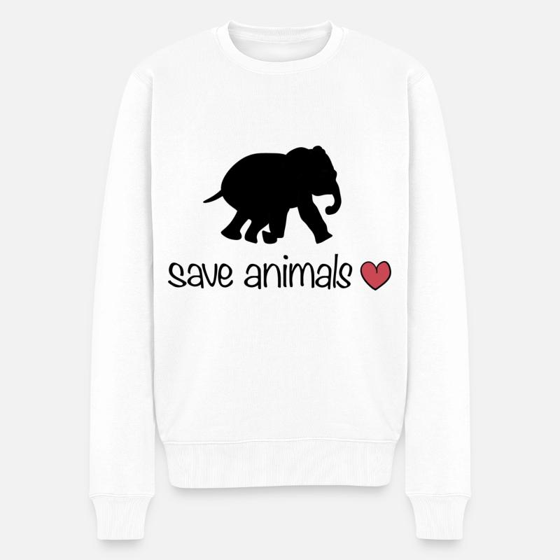 rette Tiere Tier Elefant Herz - Männer Premium Bio Pullover - Weiß