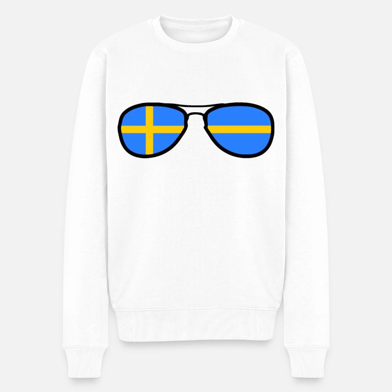 Lunettes - Drapeau Suède - Pull Premium bio Homme - blanc