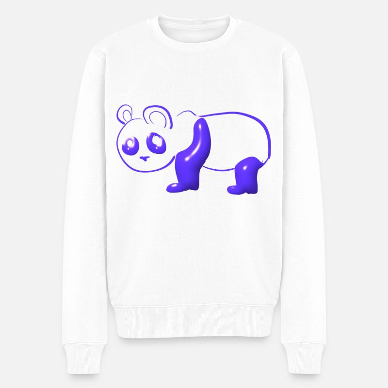 Panda bleu Symbole Animal Ours - Pull Premium bio Homme - blanc