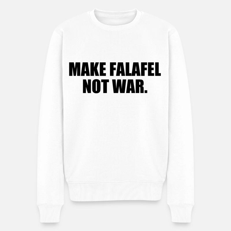 Make falafel not war - Männer Premium Bio Pullover - Weiß