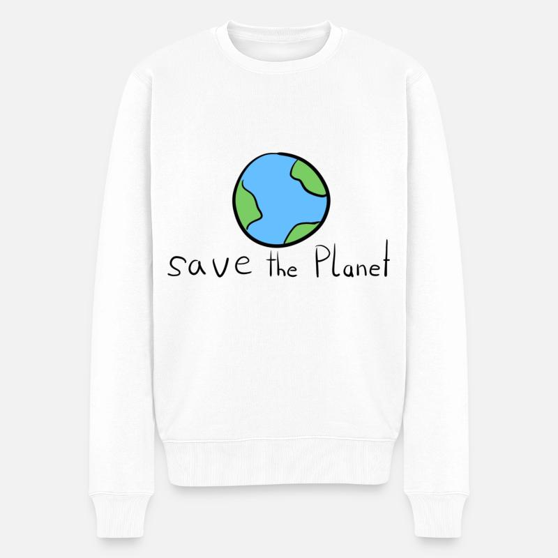 rette den Planeten Erde Symbol - Männer Premium Bio Pullover - Weiß
