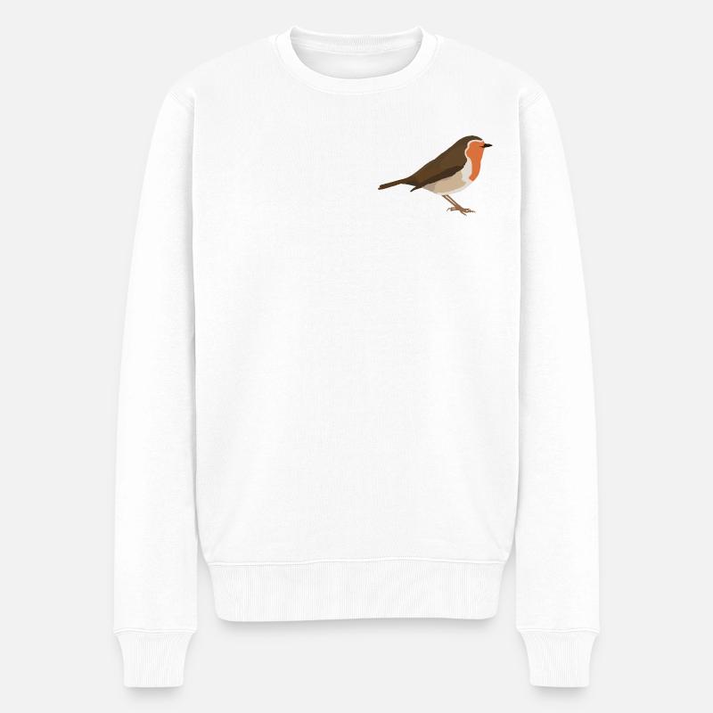 Rotkehlchen - Männer Premium Bio Pullover - Weiß